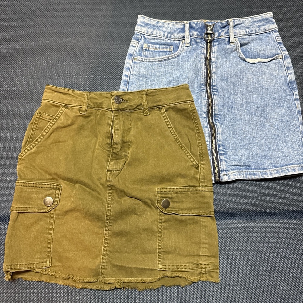 Garage Green and Denim Mini Skirt Set